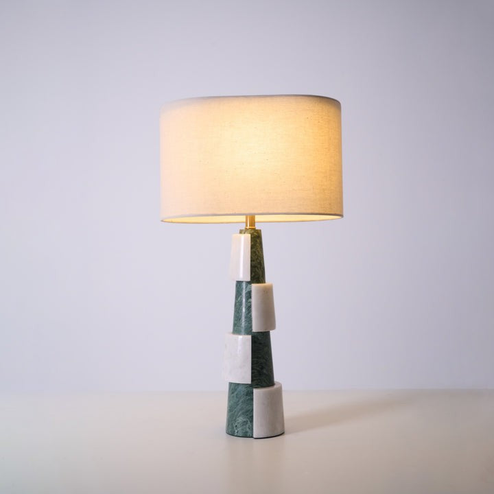 Solid Marble Base Table Lamp with Fabric Shade