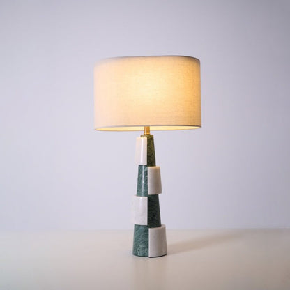 Solid Marble Base Table Lamp with Fabric Shade