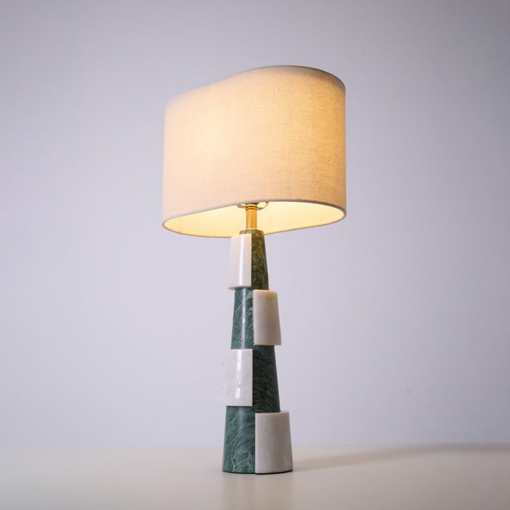 Solid Marble Base Table Lamp with Fabric Shade