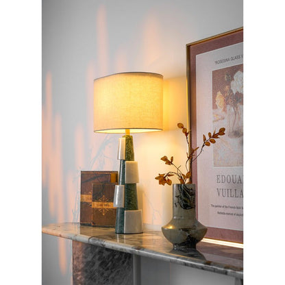 Solid Marble Base Table Lamp with Fabric Shade