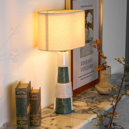 Solid Marble Base Table Lamp with Fabric Shade