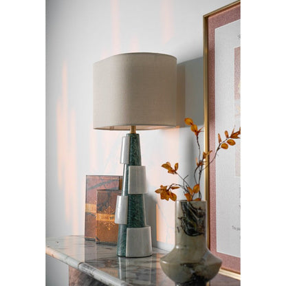Solid Marble Base Table Lamp with Fabric Shade