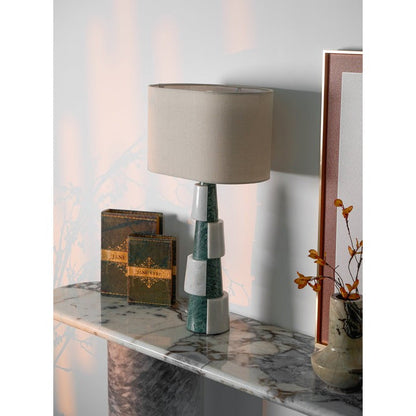 Solid Marble Base Table Lamp with Fabric Shade