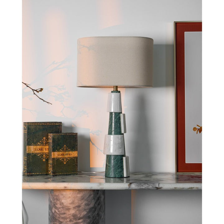 Solid Marble Base Table Lamp with Fabric Shade