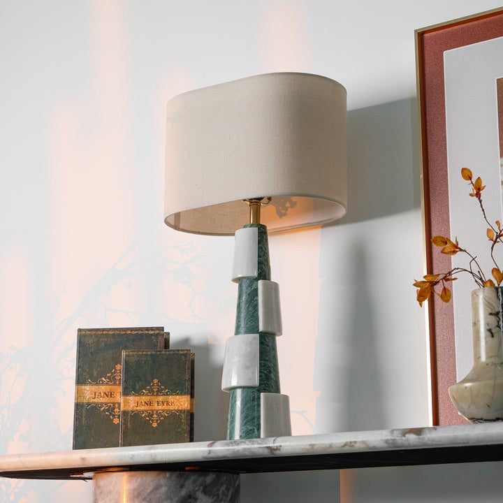 Solid Marble Base Table Lamp with Fabric Shade