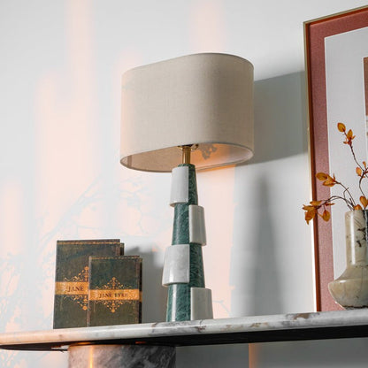 Solid Marble Base Table Lamp with Fabric Shade