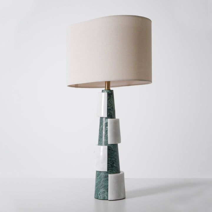 Solid Marble Base Table Lamp with Fabric Shade