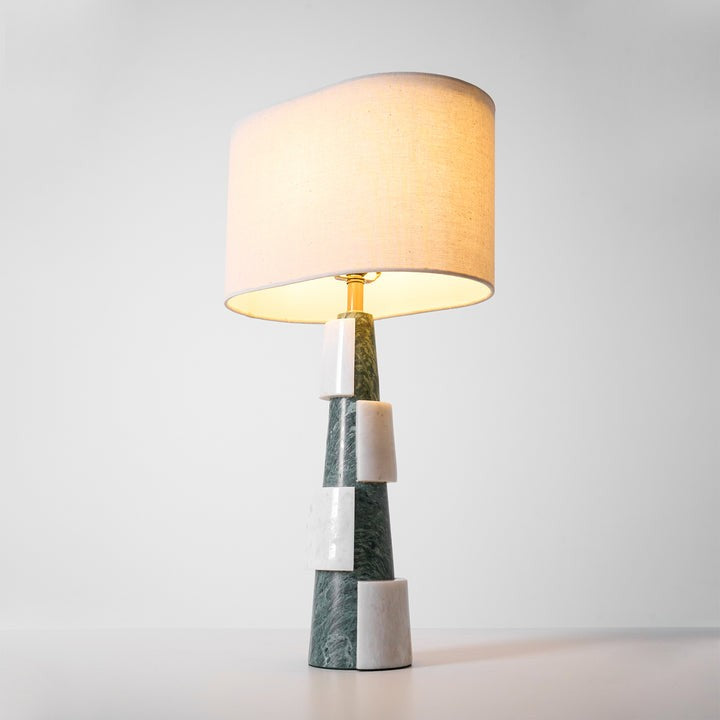 Solid Marble Base Table Lamp with Fabric Shade