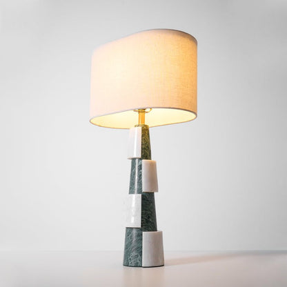 Solid Marble Base Table Lamp with Fabric Shade