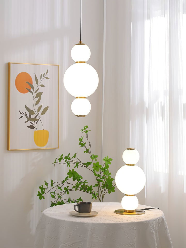 Stacked Double Glass Globe Pendant Light