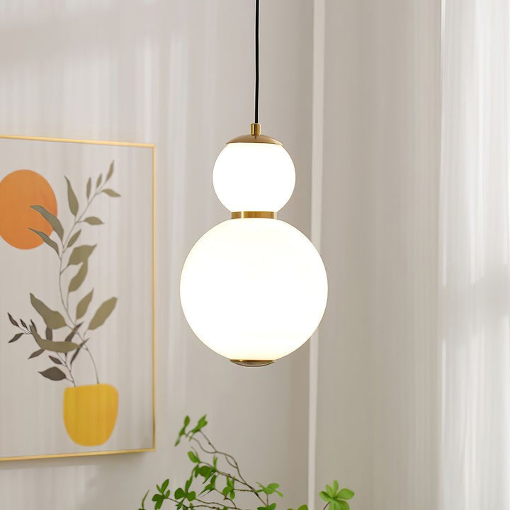 Stacked Double Glass Globe Pendant Light