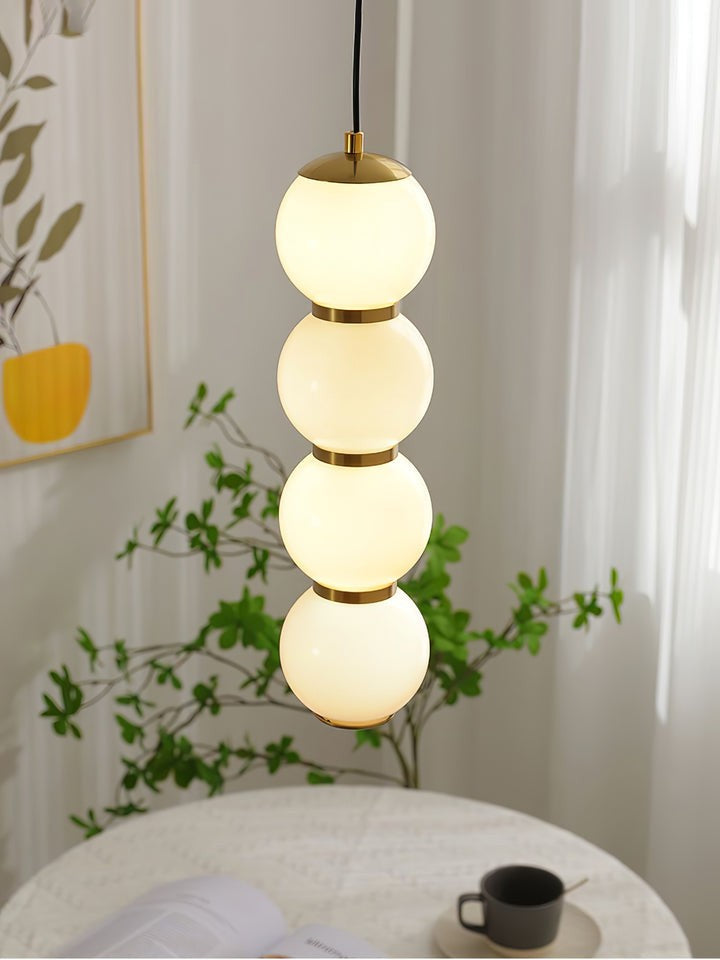 Stacked Double Glass Globe Pendant Light