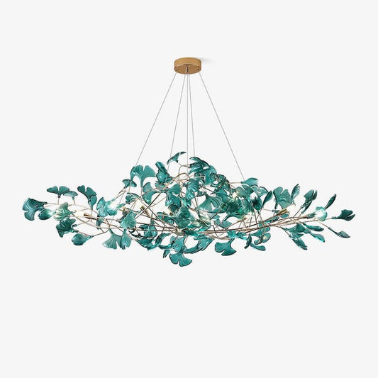 Teal Ginkgo Leaf Acrylic Chandelier