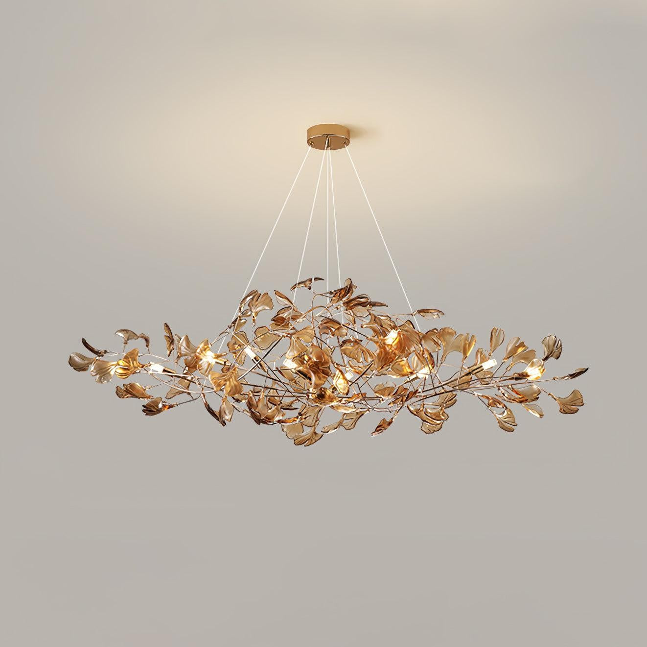 Teal Ginkgo Leaf Acrylic Chandelier