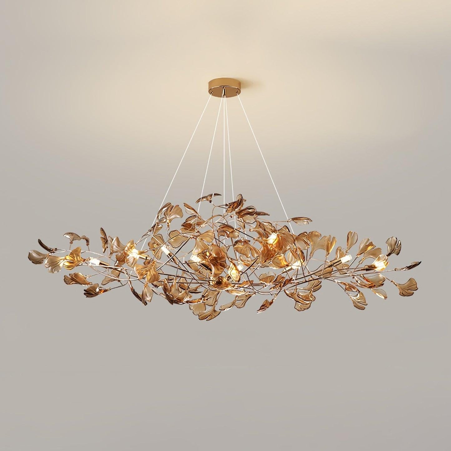 Teal Ginkgo Leaf Acrylic Chandelier