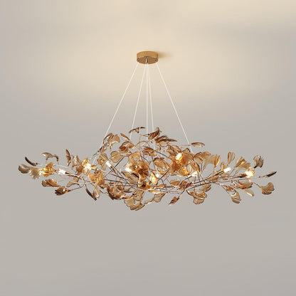 Teal Ginkgo Leaf Acrylic Chandelier