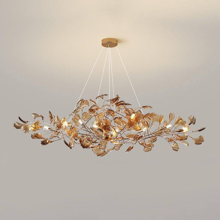 Teal Ginkgo Leaf Acrylic Chandelier