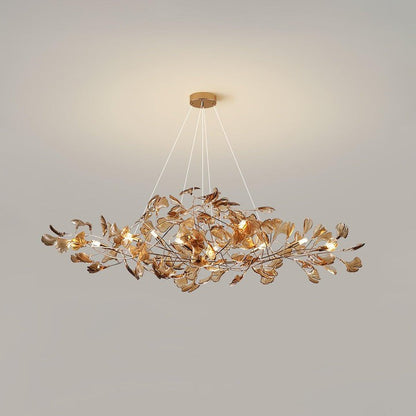 Teal Ginkgo Leaf Acrylic Chandelier