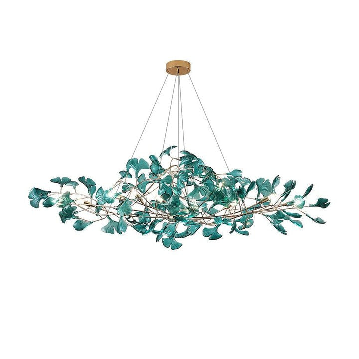 Teal Ginkgo Leaf Acrylic Chandelier