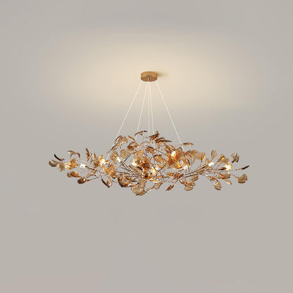 Teal Ginkgo Leaf Acrylic Chandelier