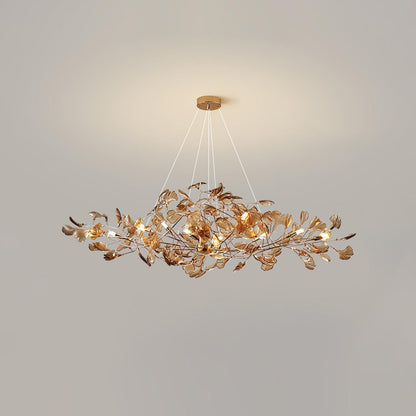 Teal Ginkgo Leaf Acrylic Chandelier