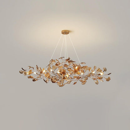 Teal Ginkgo Leaf Acrylic Chandelier
