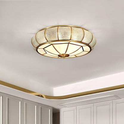 Textured Flush-Mount Glass Ceiling Light