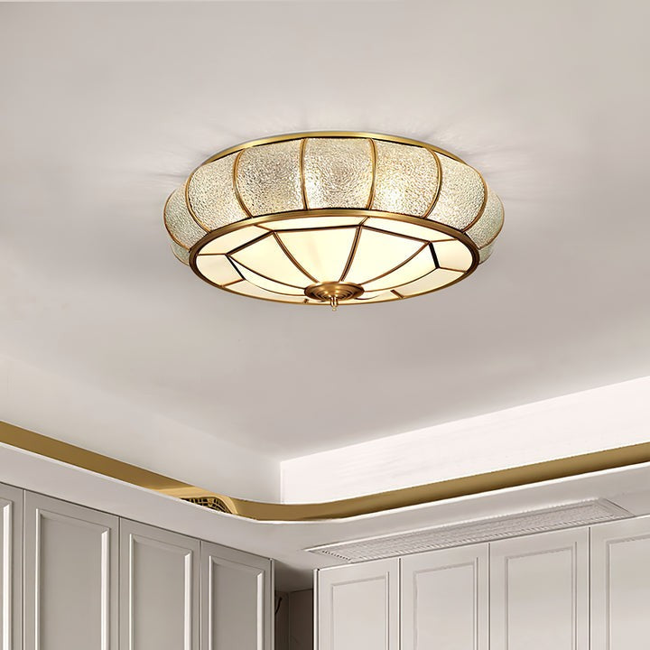 Textured Flush-Mount Glass Ceiling Light