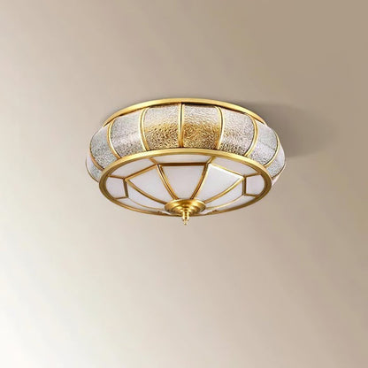 Textured Flush-Mount Glass Ceiling Light