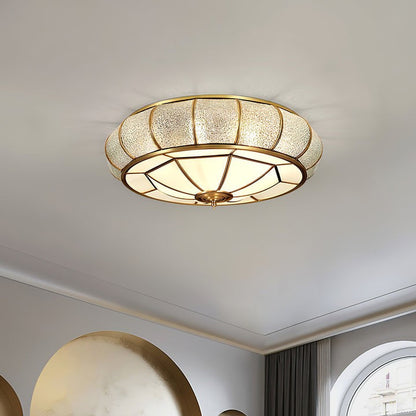 Textured Flush-Mount Glass Ceiling Light
