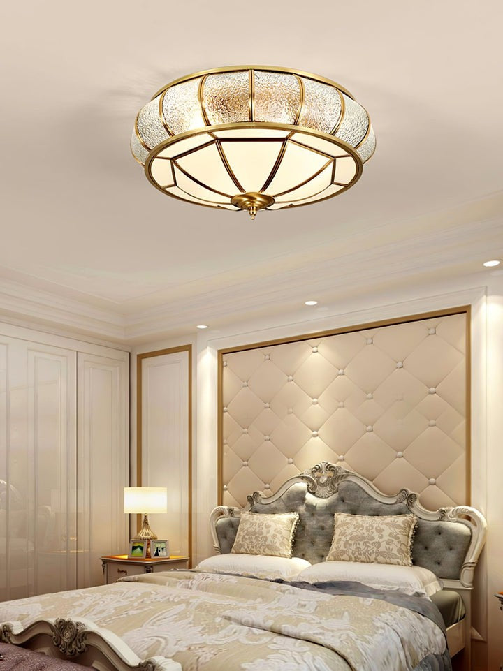 Textured Flush-Mount Glass Ceiling Light