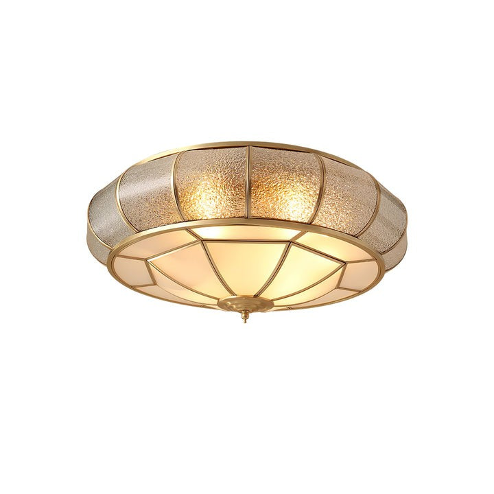 Textured Flush-Mount Glass Ceiling Light