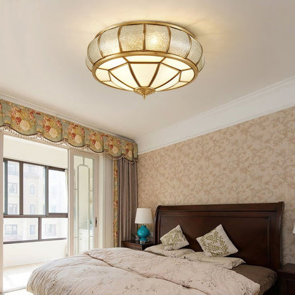 Textured Flush-Mount Glass Ceiling Light