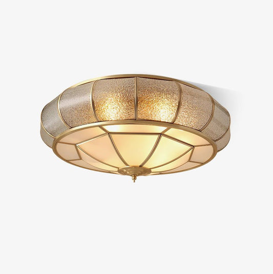 Textured Flush-Mount Glass Ceiling Light