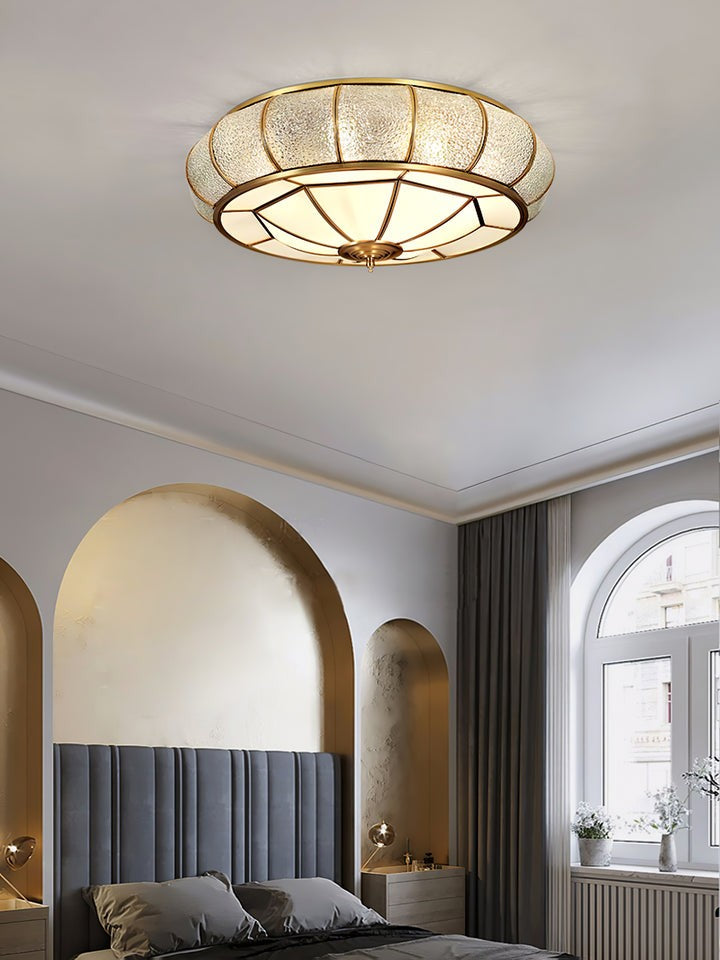 Textured Flush-Mount Glass Ceiling Light