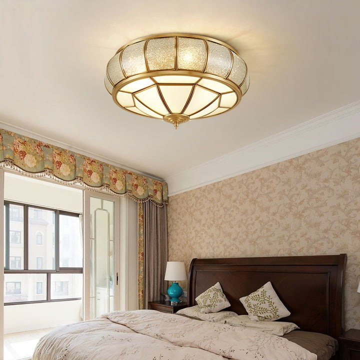 Textured Flush-Mount Glass Ceiling Light