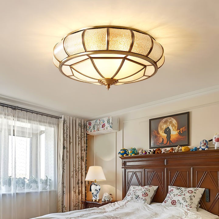 Textured Flush-Mount Glass Ceiling Light