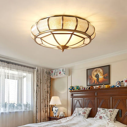 Textured Flush-Mount Glass Ceiling Light