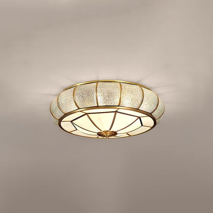 Textured Flush-Mount Glass Ceiling Light