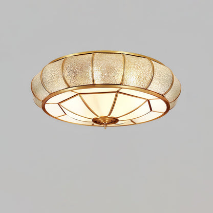 Textured Flush-Mount Glass Ceiling Light