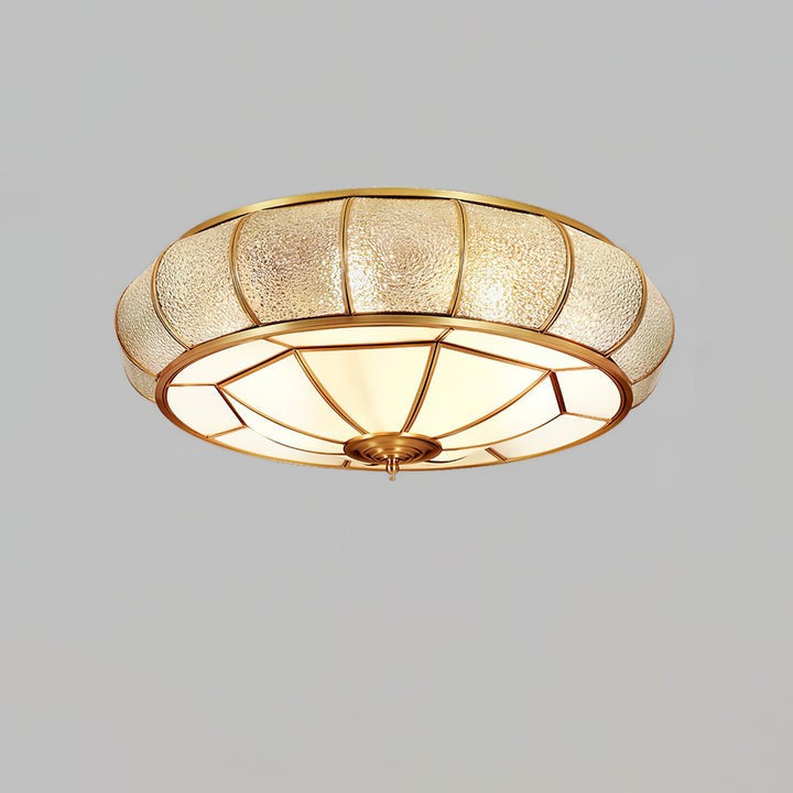 Textured Flush-Mount Glass Ceiling Light