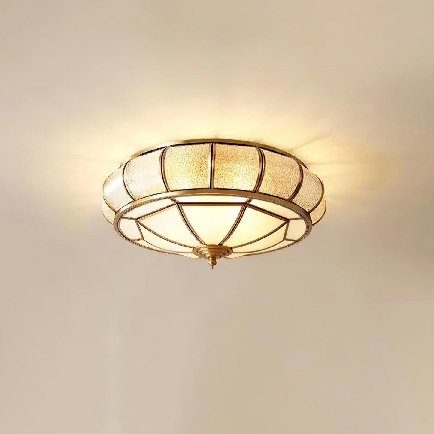 Textured Flush-Mount Glass Ceiling Light