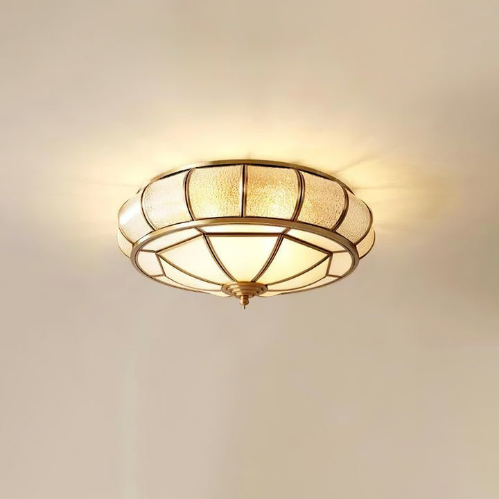Textured Flush-Mount Glass Ceiling Light