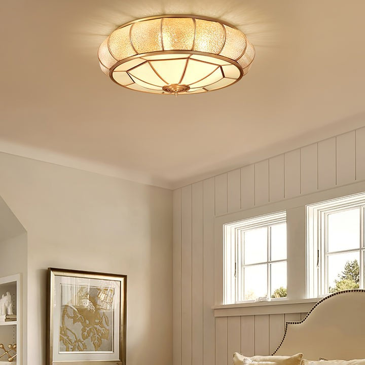 Textured Flush-Mount Glass Ceiling Light