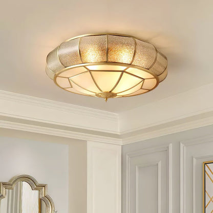 Textured Flush-Mount Glass Ceiling Light