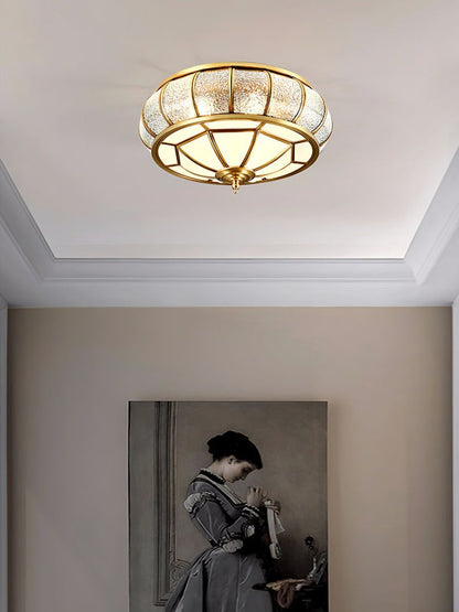 Textured Flush-Mount Glass Ceiling Light