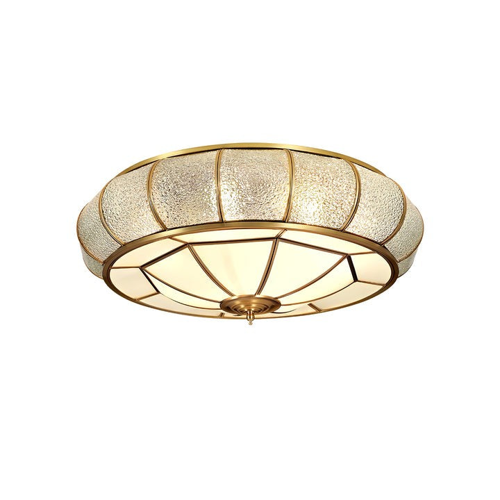 Textured Flush-Mount Glass Ceiling Light