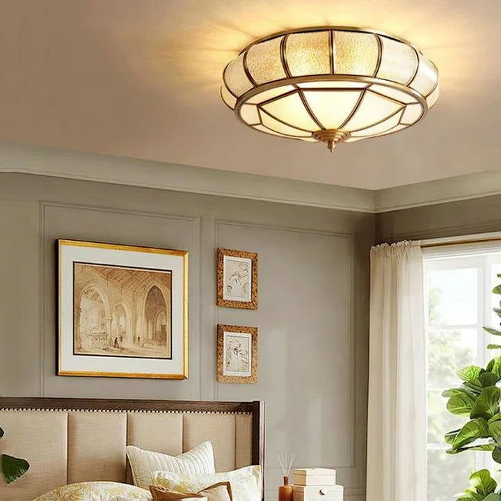 Textured Flush-Mount Glass Ceiling Light