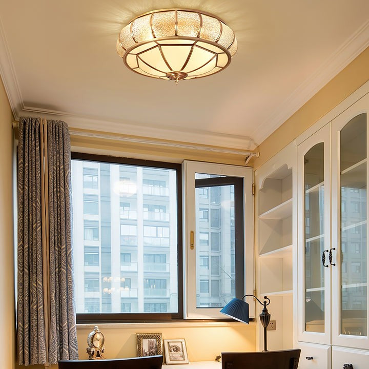 Textured Flush-Mount Glass Ceiling Light