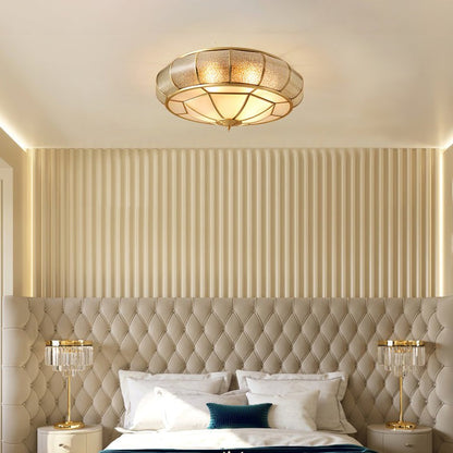 Textured Flush-Mount Glass Ceiling Light